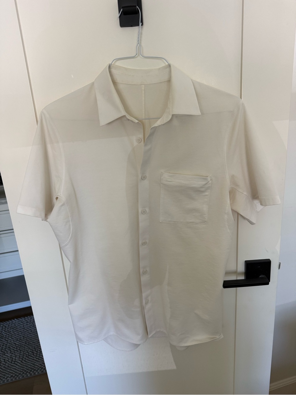 lululemon athletica Cream Short-Sleeve Button-Down Casual Shirt